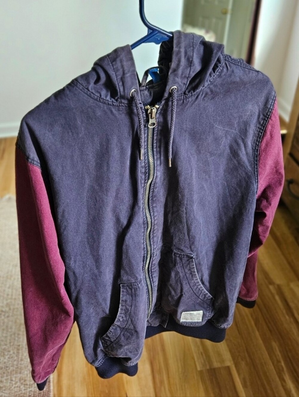Vintage Divided Retro Hooded Colorblock Cotton Jacket